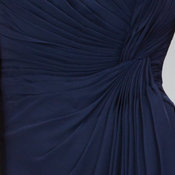 NEW LONG SLEEVELESS A-LINE CHIFFON DRESS WITH ILLUSION SCOOP NECKLINE GL1375 - Picture 8 of 9